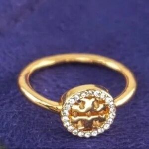 Tory Burch Gold Ring with Crystal Accents